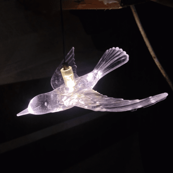 Acrylic Bird For Wedding Decoration and Home Decor Used Acrylic Plastic Hanging and Pendant Ceiling Light Warm White Color. Acrylic Birds Flying Birds Led Light Warm White Color.