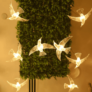 Acrylic Bird For Wedding Decoration and Home Decor Used Acrylic Plastic Hanging and Pendant Ceiling Light Warm White Color. Acrylic Birds Flying Birds Led Light Warm White Color.