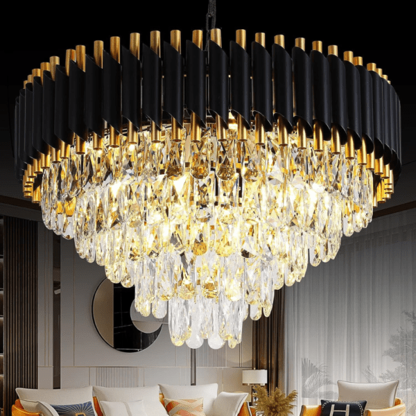 Best-Selling Choice for Dining Areas: The Black Mamba Round Chandelier has earned its reputation as a best-selling choice for living areas. Its combination of striking design, features, premium materials, and high-quality crystals make it a sought-after lighting solution. Italian crystal on the outer circumference Light Source: Inbuilt Tri-color LED Chip Perfect for living room, bedroom, hallway and more.