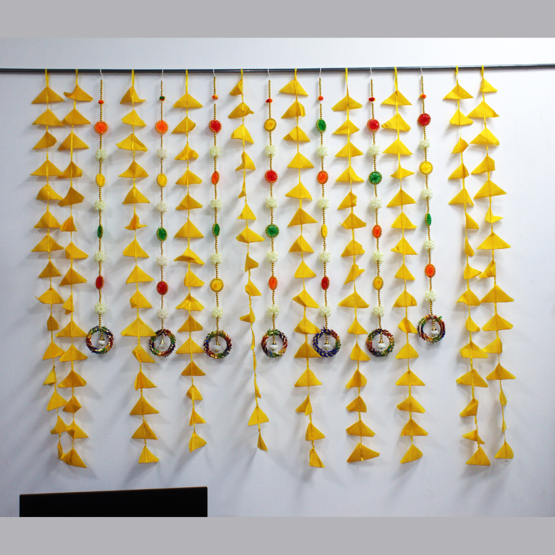 Decorative hangings for weddings, events festival home decorative hangings. Samosa & Mogra hanging ladi for hanging decoration. Home decorative hangings.