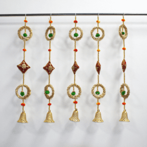 Wall decorative hangings to decorate home wall and wedding hanging decoration home wall decorate with beautiful double small ring hanging with bell.