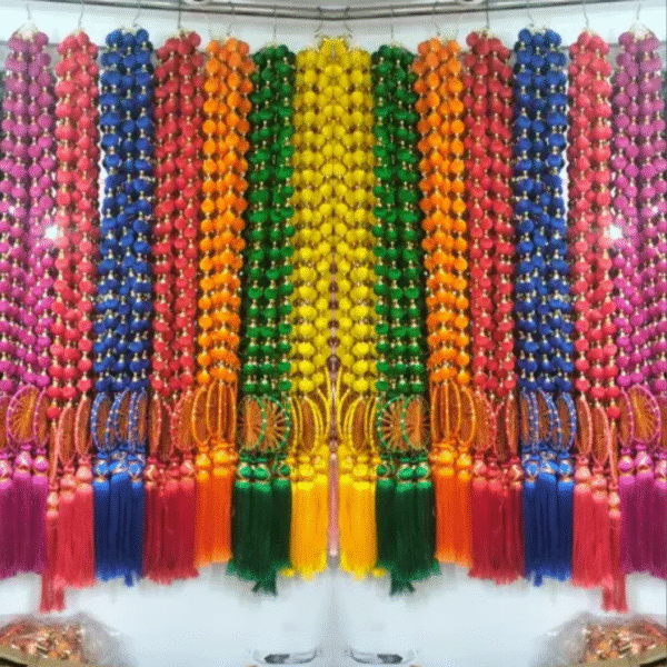 Event & Home Decor Gulli Hanging Ladi With Tassel & Chakrie Set Of 10 Pieces, Height 4 Feet