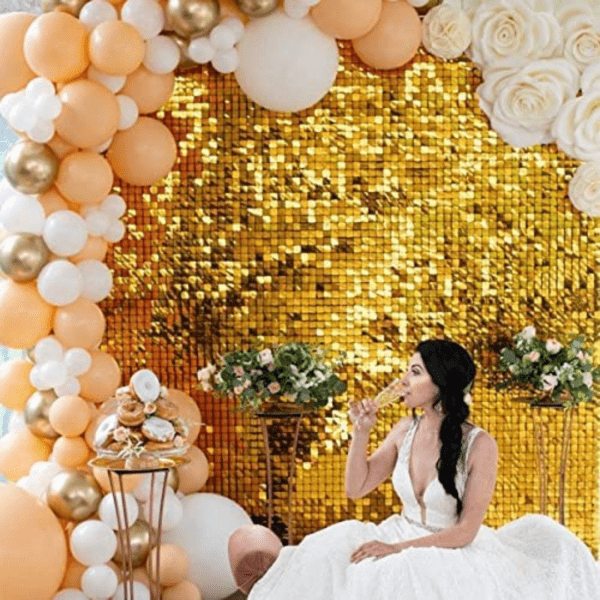 All scenarios can be used --Whether you’re setting up a sequin backdrop for a Wedding, Bridal Shower ,Birthday party, or simply wanting to add some glamour to your home these shimmer wall backdrop are perfect for you. They’re super versatile and will go well in any setting! Try it out for yourself right now. PACKAGE INCLUDES: 12 pieces 12”x 12” panels Backdrop stand not included. This high quality shimmer backdrop can be used both indoors or outdoors.  LIVE SHIMMERING EFFECT: It’s perfect for turning any dull wall or surface into a dreamy sparkling set up. The shimmer backdrop once installed is live and moves with the wind , it makes for excellent Boomerangs! EASY TO MAINTAIN: The panels are super easy to maintain and clean. Each sequin is coated with a non-toxic coating so as to prevent discoloration, scraping and/or peeling. To clean, just use a damp cloth with water or light dish-soap to wipe. FULL FOCUS : All guest you invite to your party will be willing to take photos in front of the shimmer wall backdrop and share in INS OR FB Your party will fill with praise. WIDE DECORATION: These Panels are perfect for Weddings, Birthdays, Bridal Showers, Baby Showers, Picture Frames, and Even Walls. DURABLE: Our Sequin wall panels are made of extremely durable polymer materials and non-toxic coatings, will not lose luster or reflectivity whether indoors or outdoors.