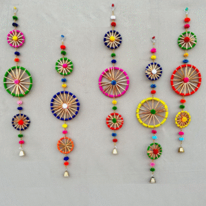 3 Chakrie Pom Pom Wall Hanging Set Of 5 Pieces