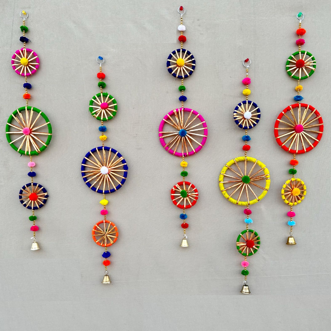 3 Chakrie Pom Pom Wall Hanging Set Of 5 Pieces
