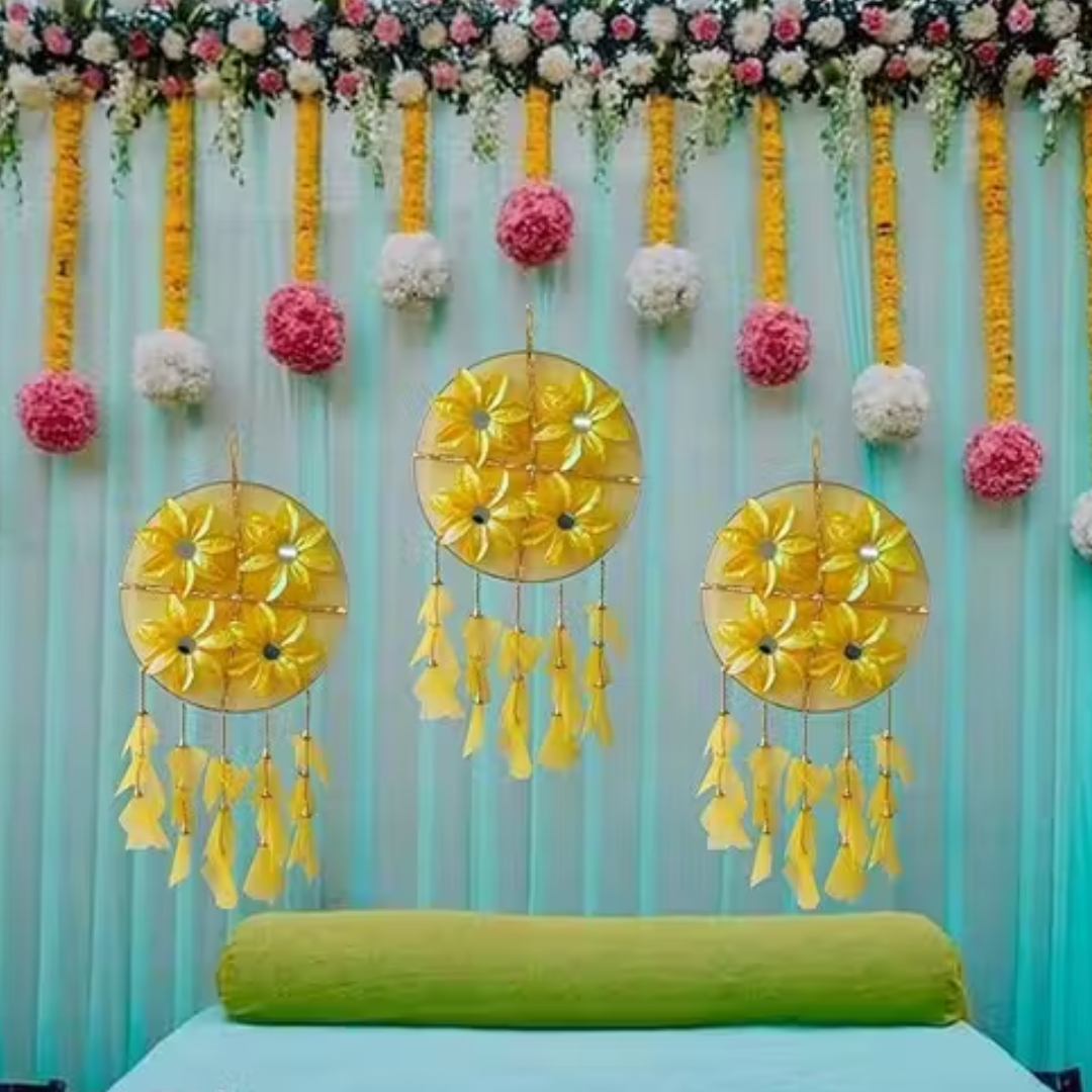 Haldi Decoration Hanging Items showcase meticulous handmade Set Of 4 Pieces