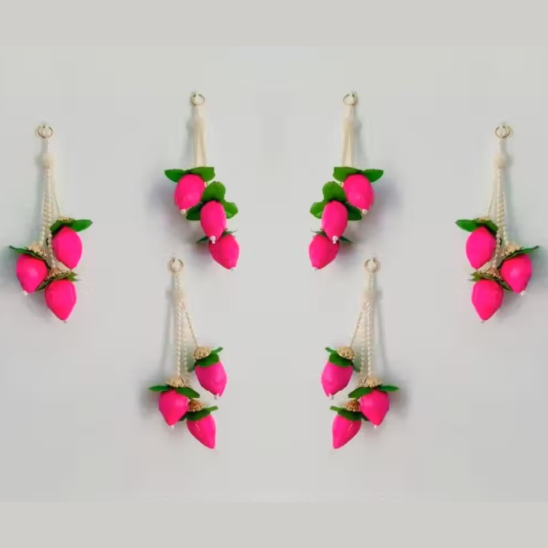 Hanging Decoration Pearl Lotus Buds Indian Home Decor Diwali Latkan Festival Hanging Wedding Party Decor Set Of 6 Pieces