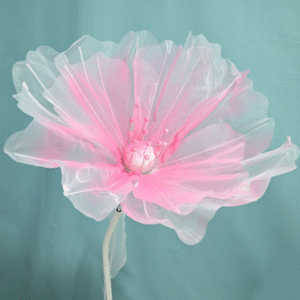 Pink Organza Artificial Flower Set Of 4 Pieces