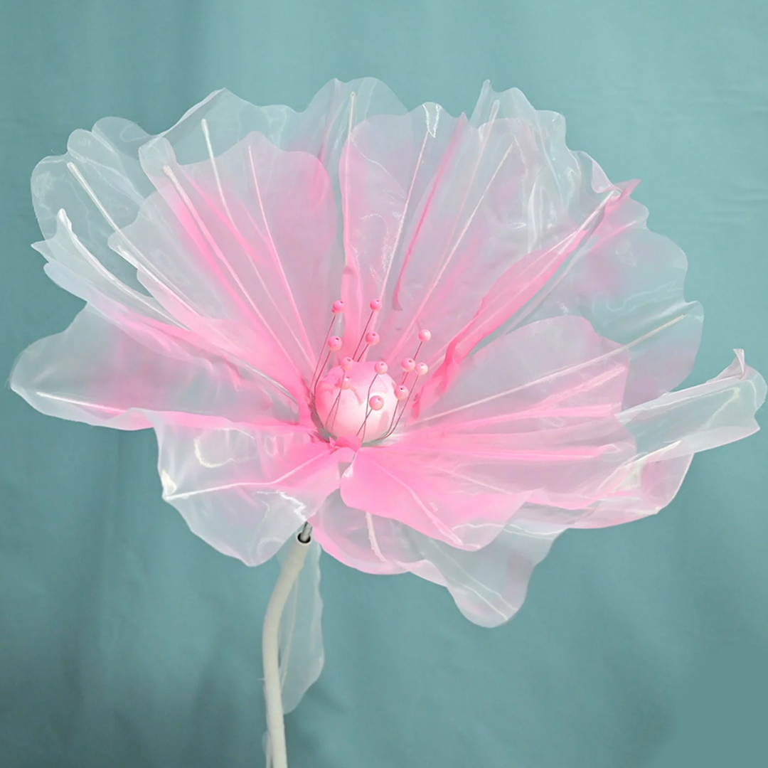 Pink Organza Artificial Flower Set Of 4 Pieces