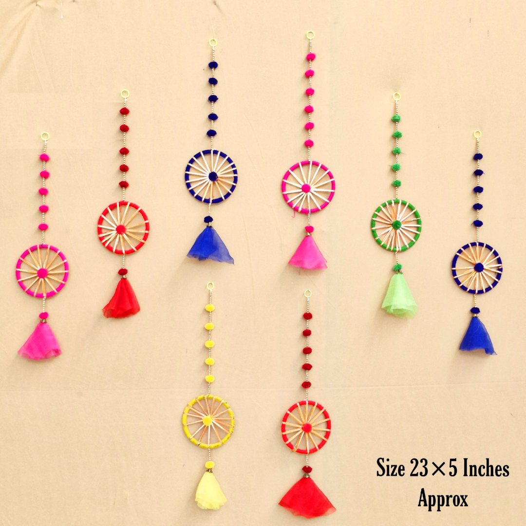 Single Chakrie Pom Pom Hanging Set Of 8 Pieces
