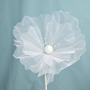 White Organza Artificial Flower Set Of 4 Pieces