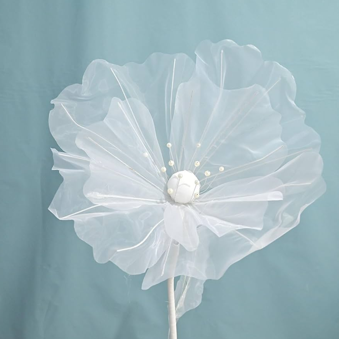 White Organza Artificial Flower Set Of 4 Pieces