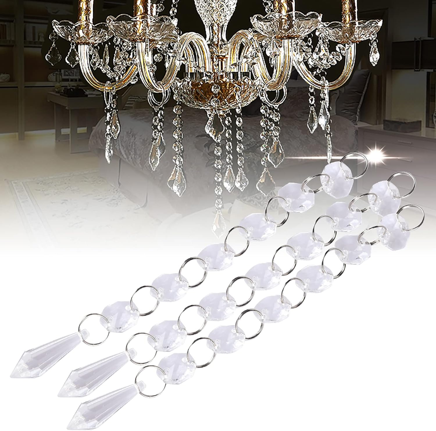 Crystal Hanging Ladi Set Of 80 Piece Ladi, Height 6 Inch - Image 3