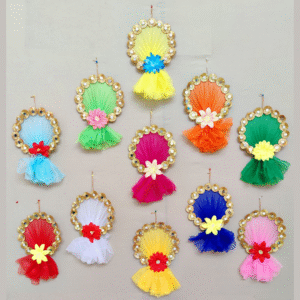 Decorative Net Chakra Hanging With Flower Set Of 8 Piece Hangings