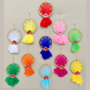 Decorative Net Chakra Hanging With Lotus Set Of 8 Piece Hangings
