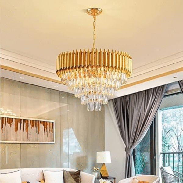 Golden Crystal Chandelier 600 mm For Living Room & Office