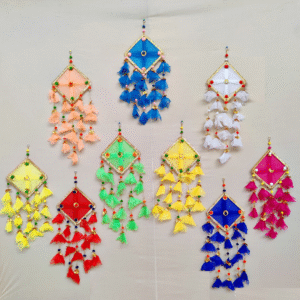 Net Decorative Hanging Kite With Latkan Set Of 8 Piece Kites