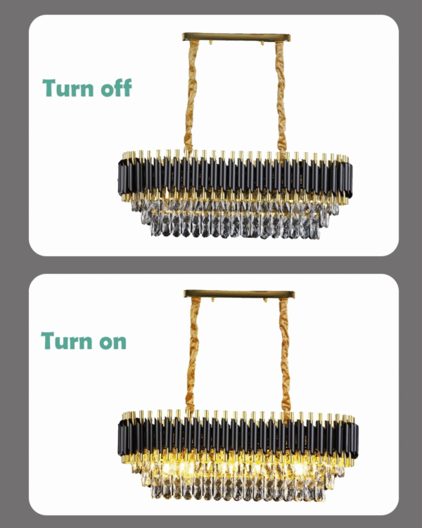 Modern Oval Black Gold Crystal Chandelier for Living Room Home and Office (800x300) - Image 4
