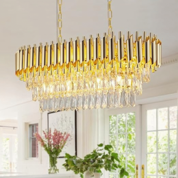 Modern Oval Golden Crystal Chandelier For Living Room, Events, Office & Home Decor ( 800 × 300 )