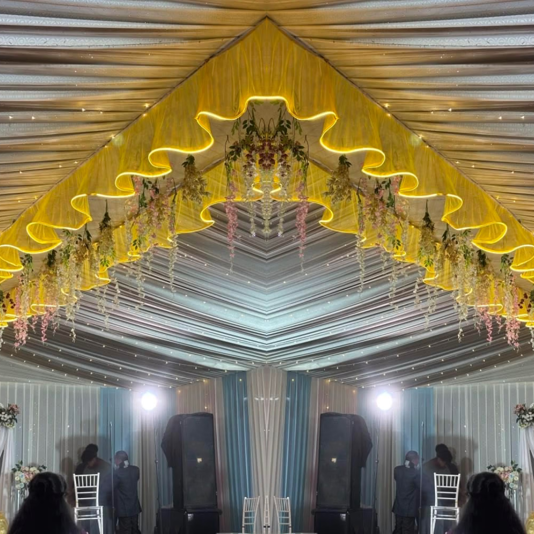 Yellow LED Light Jhaler Parda For Wedding Decoration
